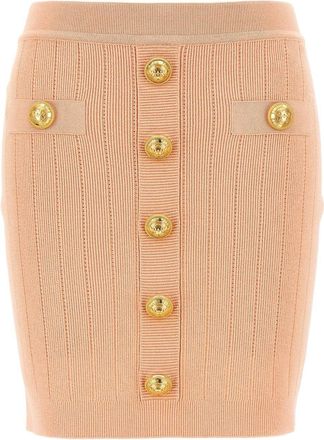 Balmain Womens Knitted Mini Skirt - Peach viscose - Size EU 38 (Womens)