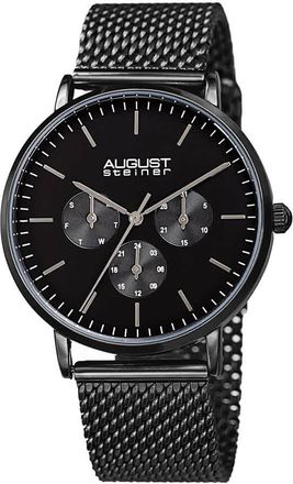 August Steiner Mesh Bracelet Black Dial Mens Watch AS8255BK