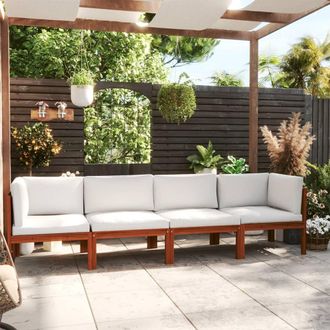vidaXL Sof&aacute; De Jard&iacute;n De 4 Plazas Con Coj&iacute;n De Madera De Acacia Y Cuerda Vidaxl