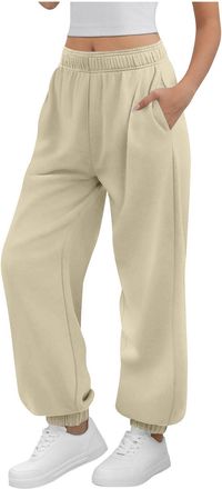 Generic Joggers Sweatpants for Women Solid Drawstring Elastic Waist Trousers with Pockets Casual Baggy Gym Sports Tracksuit Bottoms Winter Trousers for Women 