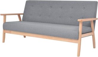 vidaXL Sof&aacute; De 3 Plazas De Tela Gris Claro Vidaxl