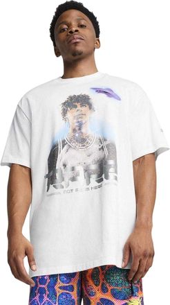 Puma Heren LaMelo Ball UFO Metallic Relaxed Fit T-shirt (Poema Wit)