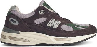 New Balance 991 Green Suede Blend Sneakers