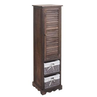 Hhg C&oacute;moda De Ba&ntilde;o Hhg 674, Mueble De Ba&ntilde;o Estanter&iacute;a De Ba&ntilde;o, 120x27x29cm Madera Maciza, Marr&oacute;n Desgastado