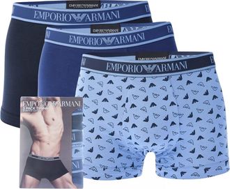 Emporio Armani Heren Core Logo Boxershorts (Set van 3) (Donkerblauw/Lichtblauw/Blauw)