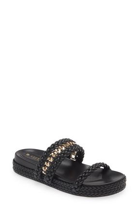 Cecelia New York Penny Braided Slide Sandal in Black at Nordstrom, Size 7.5