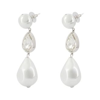 Self Portrait Crystal Droplet Pearl Oorbellen - Dames - Oorbellen - Wit - ONE Size - Accessoires