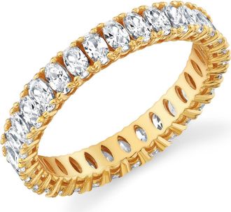 Crislu Oval Cubic Zirconia Eternity Band Ring in 18Kt Yellow Gold/clear Stone at Nordstrom, Size 5