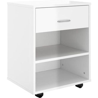 vidaXL Vidaxl - Armario Ruedas Madera Contrachapada Blanco Brillante 46x36x59cm