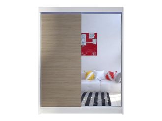 Mirjan24 Armario Closico 140, Blanco + Roble Sonoma, 200x150x58cm, Puertas De Armario: Correderas, N&uacute;mero De Estantes: 0, Led
