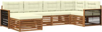 vidaXL Conjunto De Sof&aacute;s De Exterior 6 Uds. Natural Y Crema Vidaxl