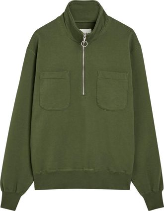 Drake's Drakes Cotton Polo Sweatshirt - Khaki - XL