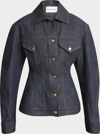 Givenchy Cocoon-Sleeve Waisted Denim Jacket