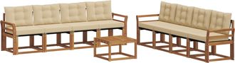 vidaXL Conjunto De Sof&aacute;s De Exterior 9 Uds. Natural Y Beige Vidaxl