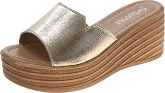 Generic Women Platform Sandals Solid Color Wedges Sandals Fashion Glitter Sparkly Sandal Casual Slip On Sandal Non Slip Open Toe Shoes Comfortable Waterproof 