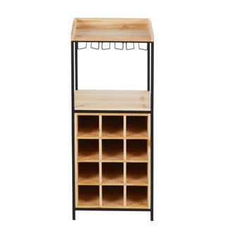 Maisons du monde Botellero de madera de abeto y metal negro