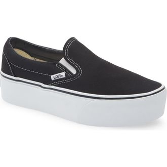 Vans UA Classic Platform Slip-On in Black True White at Nordstrom, Size 6.5 Womens