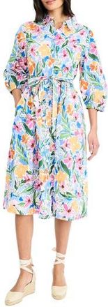 Maggy London Floral Print Tie Waist Shirtdress in Soft White/Pink at Nordstrom Rack, Size 18 (Similar To 16W)