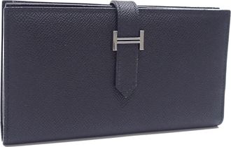 Herm&egrave;s Black Epsom Leather Wallet (Bi-Fold) (Pre-Owned)