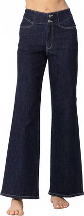 Judy Blue High Waist Rinse Geometric Wide Leg Jean In Blue
