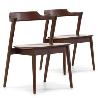 HOMN Pack 2 sillas color nogal, madera maciza, 58 x 57,5 x 76 cm