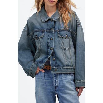 Madewell Crop Relaxed Denim Trucker Jacket in Billings Wash at Nordstrom Rack, Size Large
