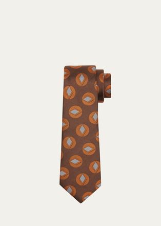 Giorgio Armani Mens Retro Circle Silk Tie