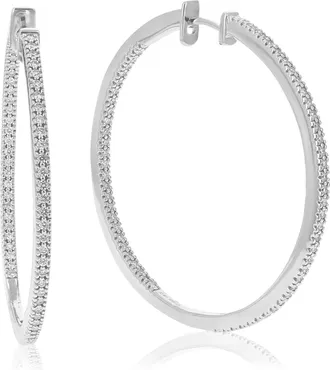 Vir Jewels 1 cttw Lab Grown Diamond Hoop Earrings in Sterling Silver With Hidden Post For Women