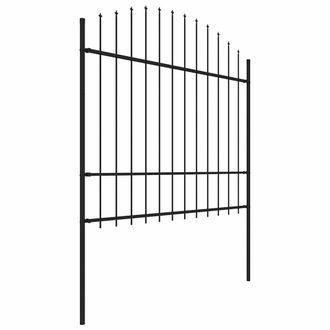Berkfield Home Durable Garden Fence with Spear Top Steel (1.5-1.75)x6.8 m Black