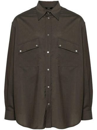 Fendi Camicia con dettaglio a pieghe - Verde
