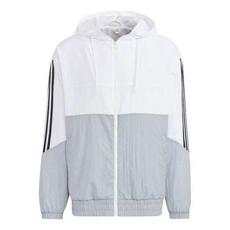 adidas Mens adidas U Util Wb 2 Athleisure Casual Sports Woven Color Block Splicing Stripe Jacket White HN2423