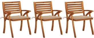 vidaXL Sillas De Comedor Jard&iacute;n Con Cojines 3 Uds Madera Maciza Acacia Vidaxl