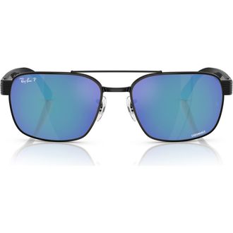 Ray-Ban Chromance 61mm Polarized Square Sunglasses in Black at Nordstrom