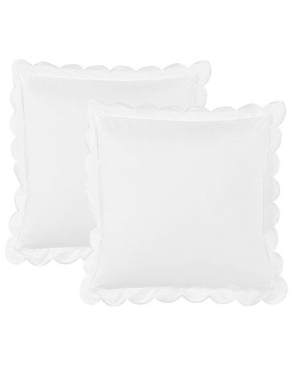 Melange Home M&eacute;lange Home 300 Thread Count Scallop Frame Embroidery Percale Cotton Euro Shams
