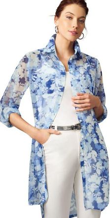 Jessica London Sheer Georgette Mega Tunic in Bold Blue Flower at Nordstrom, Size 20