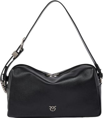 Pinko Bauletto Trittico Sheep Big - Dames - Schoudertassen - Zwart - ONE Size - Katoen - Tassen