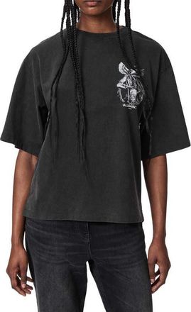 AllSaints Seraph Amelie Graphic Tee in Washed Black at Nordstrom, Size X-Small
