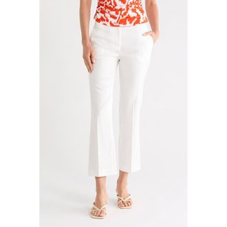 Diane Von F&uuml;rstenberg Calliope Linen Blend Straight Leg Pants in White at Nordstrom Rack, Size 16