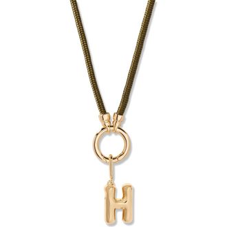 Brook & York Kai Initial Charm Necklace in Gold/Olive H at Nordstrom