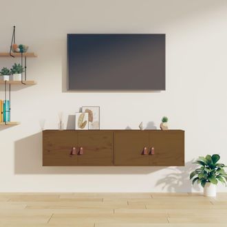 vidaXL Vidaxl - Armarios De Pared 2 Uds Madera Pino Marr&oacute;n Miel 60x30x30 Cm