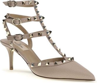Valentino Garavani Womens Gray Calf Leather Bos Taurus Pumps