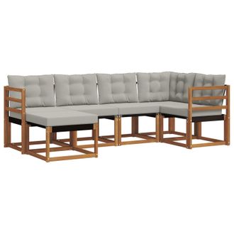 vidaXL Conjunto De Sof&aacute;s De Exterior 6 Pcs Gris Natural Y Claro Vidaxl