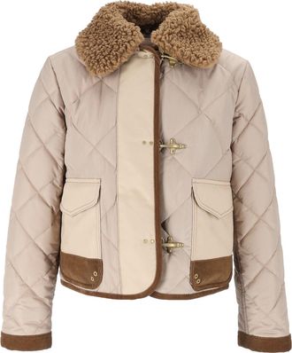 Fay Mini 3-Ganci Quilted Suede-Accent Jacket