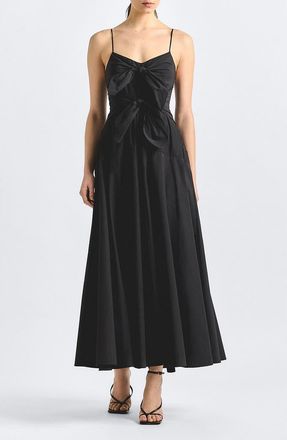 Derek Lam Unity Tie Front Poplin Dress in Black at Nordstrom, Size 4