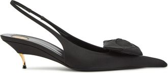 Saint Laurent Dakota 50 Floral-appliqu&eacute;d Satin Mules - Black - 40 (IT40 / UK7)