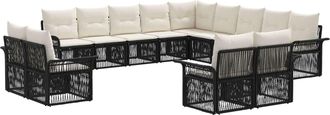 vidaXL Conjunto De Sof&aacute;s De Jard&iacute;n 13 Uds. Negro Y Blanco Crema Vidaxl