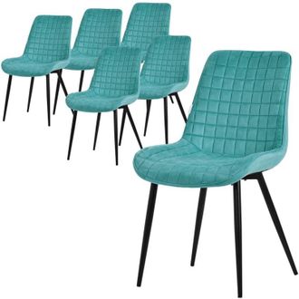 ML Design Set di 6 Sedie per Sala da Pranzo Blu Petrolio Seduta in Velluto con Gambe in Metallo Nero Sedie da Cucina con Schienale Poltroncina da Soggiorno