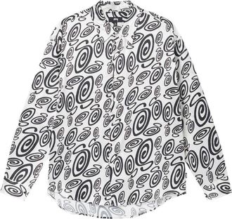St&uuml;ssy Swirly S Silk Shirt White 1110242