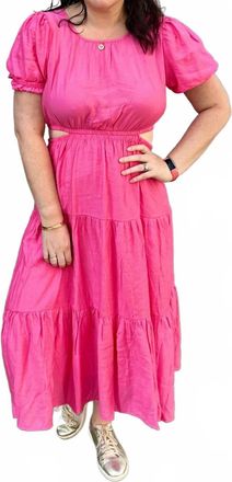 Blu Pepper Asymmetrical Waist Cut-Out Midi Dress In Pink
