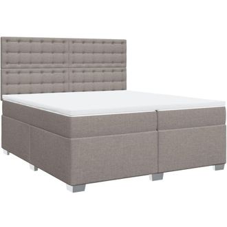vidaXL Cama Box Spring Con Colch&oacute;n Tela Gris Taupe 200x200 Cm Vidaxl
